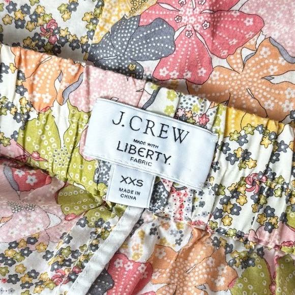 J CREW LIBERTY LONDON Colorful Multi Floral Print Cotton Pull On Camp Shorts XXS - Picture 6 of 8